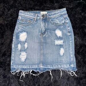 Distressed Denim Skirt